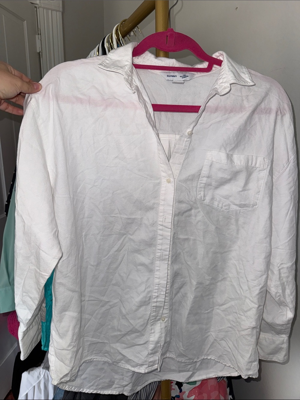 Old Navy White Long-Sleeve Button-Down Shirt